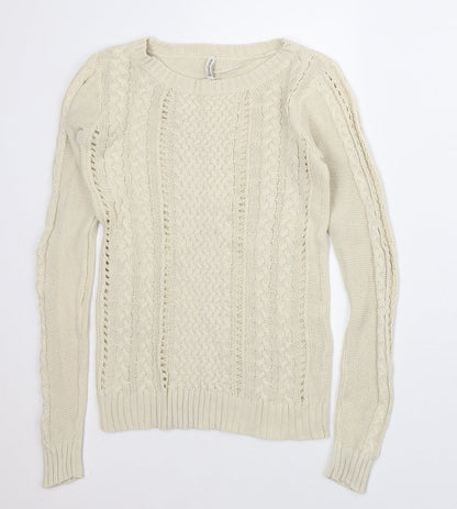 Astradivarius Womens Beige Crew Neck Polyester Pullover Jumper Size S
