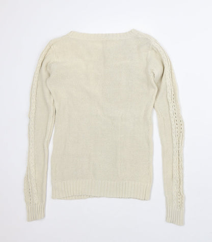 Astradivarius Womens Beige Crew Neck Polyester Pullover Jumper Size S