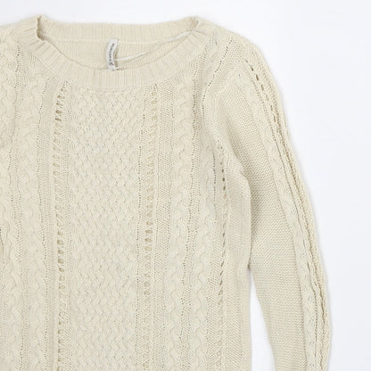 Astradivarius Womens Beige Crew Neck Polyester Pullover Jumper Size S