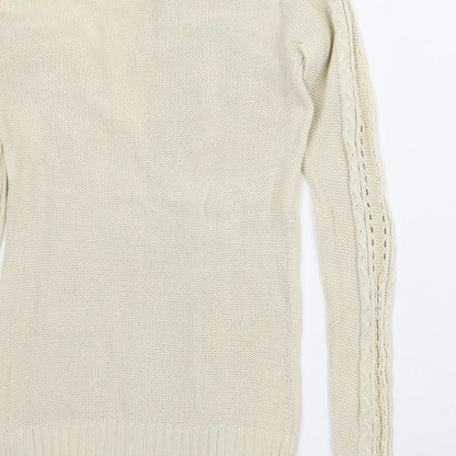 Astradivarius Womens Beige Crew Neck Polyester Pullover Jumper Size S