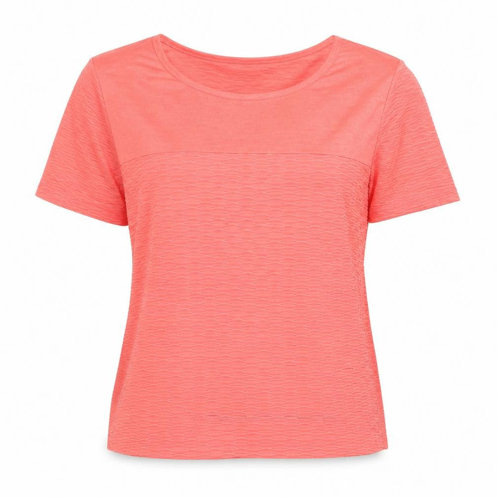 Marc New York Womens Orange Geometric Polyester Basic T-Shirt Size L Round Neck - 2 Layers