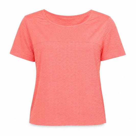 Marc New York Womens Orange Geometric Polyester Basic T-Shirt Size L Round Neck - 2 Layers