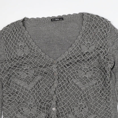 Runa Womens Grey V-Neck Cotton Pullover Jumper Size S