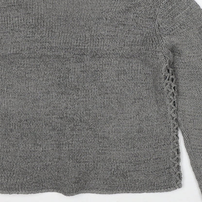 Runa Womens Grey V-Neck Cotton Pullover Jumper Size S