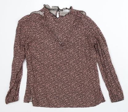 Papaya Womens Pink Geometric Viscose Basic Blouse Size 10 Round Neck