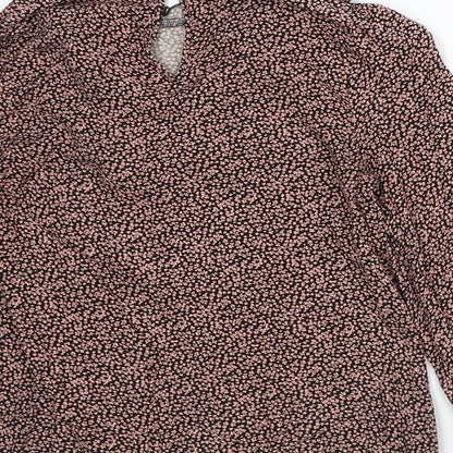 Papaya Womens Pink Geometric Viscose Basic Blouse Size 10 Round Neck