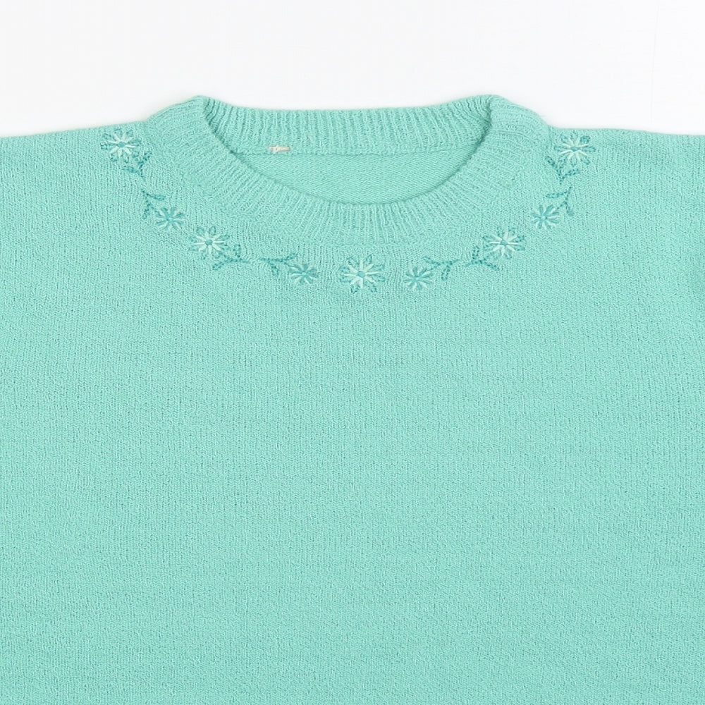 Preworn Womens Green Round Neck Acrylic Pullover Jumper Size M