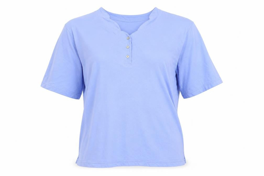 Avant Garde Womens Blue Polyester Basic T-Shirt Size L V-Neck