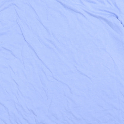 Avant Garde Womens Blue Polyester Basic T-Shirt Size L V-Neck