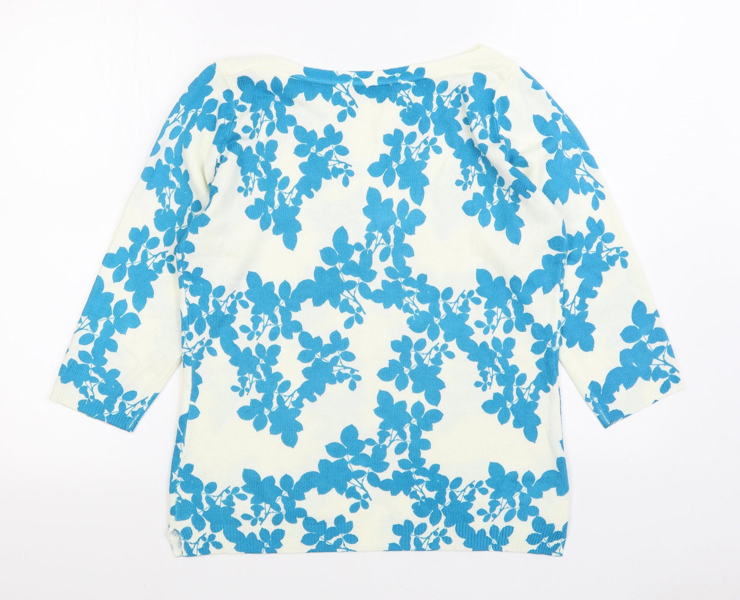 Matalan Womens White Boat Neck Floral Acrylic Pullover Jumper Size 10