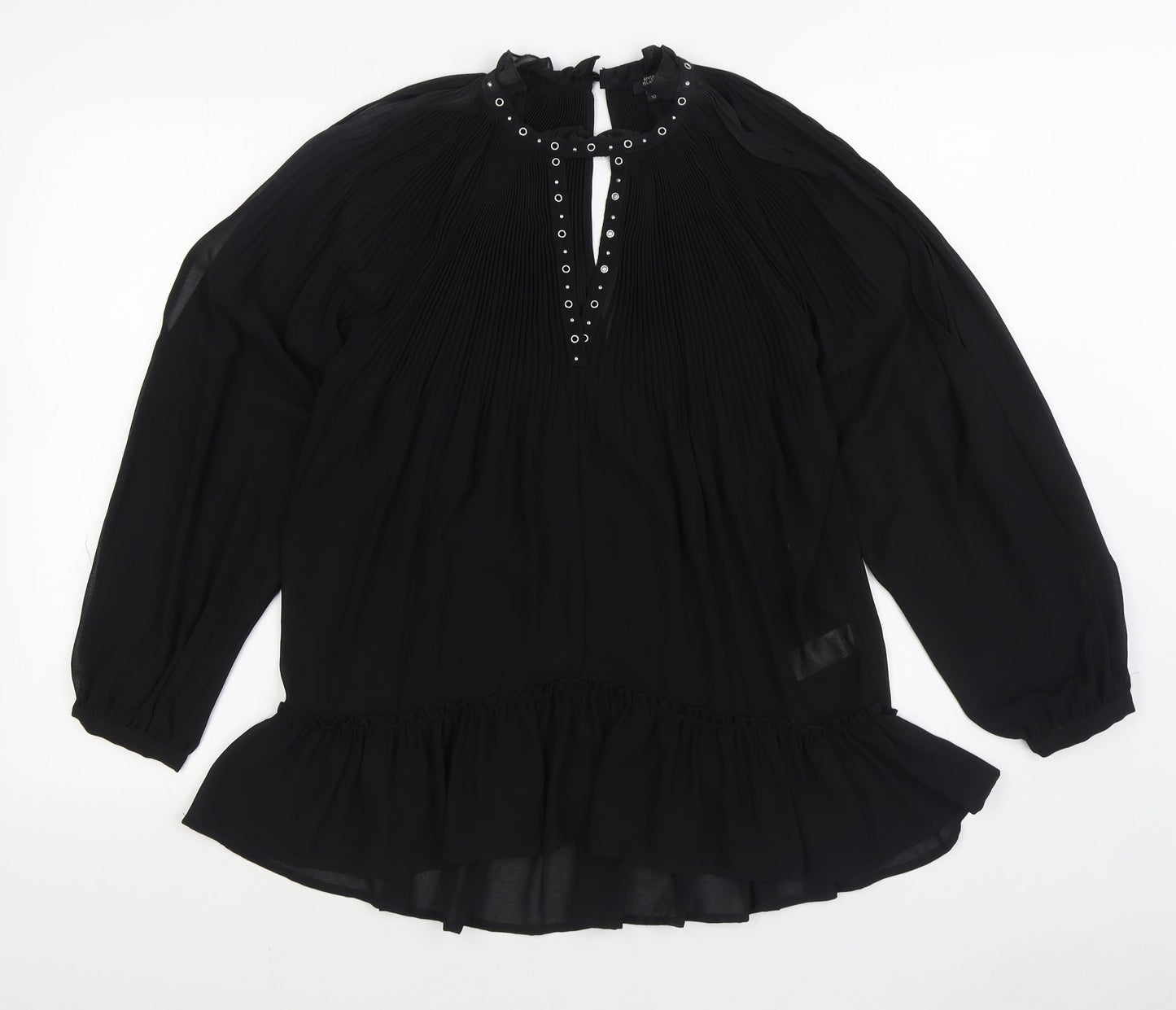 River Island Womens Black Polyester Basic Blouse Size 10 Roll Neck
