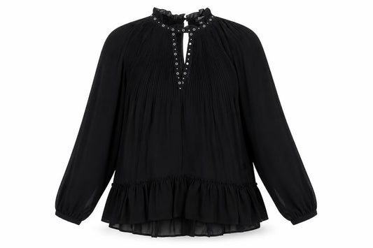 River Island Womens Black Polyester Basic Blouse Size 10 Roll Neck