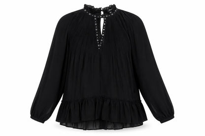 River Island Womens Black Polyester Basic Blouse Size 10 Roll Neck