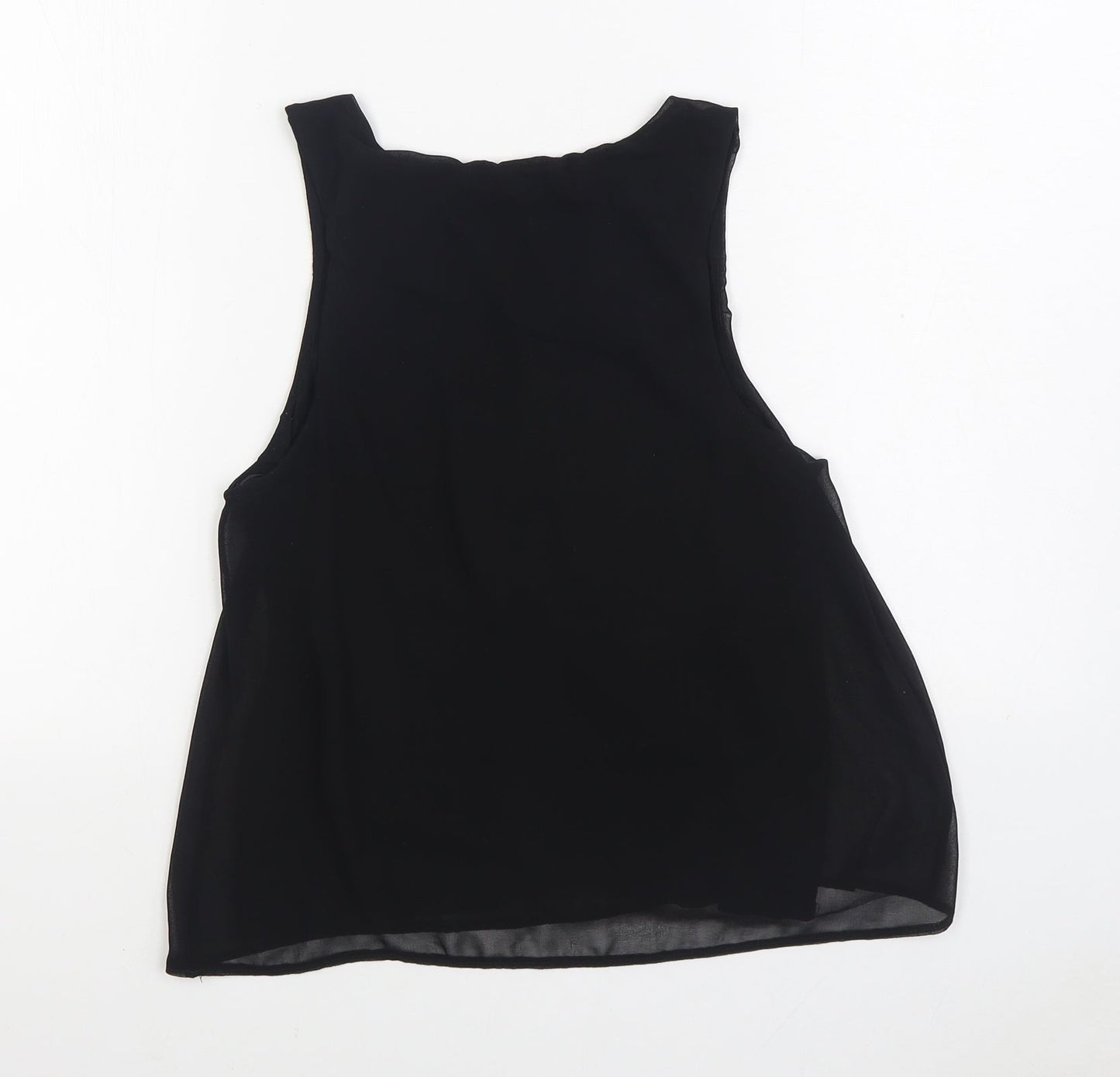 New Look Womens Black Polyester Basic Blouse Size 8 Boat Neck