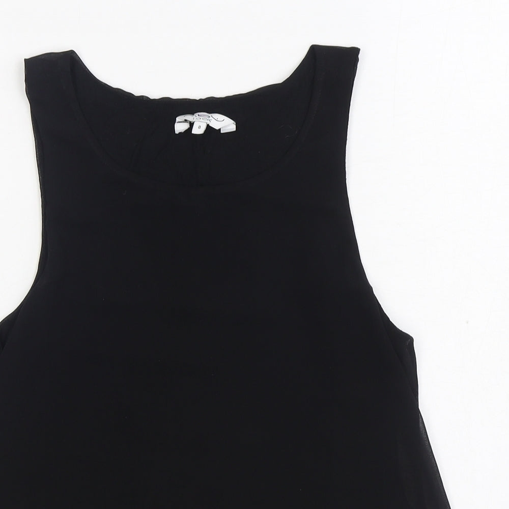 New Look Womens Black Polyester Basic Blouse Size 8 Boat Neck