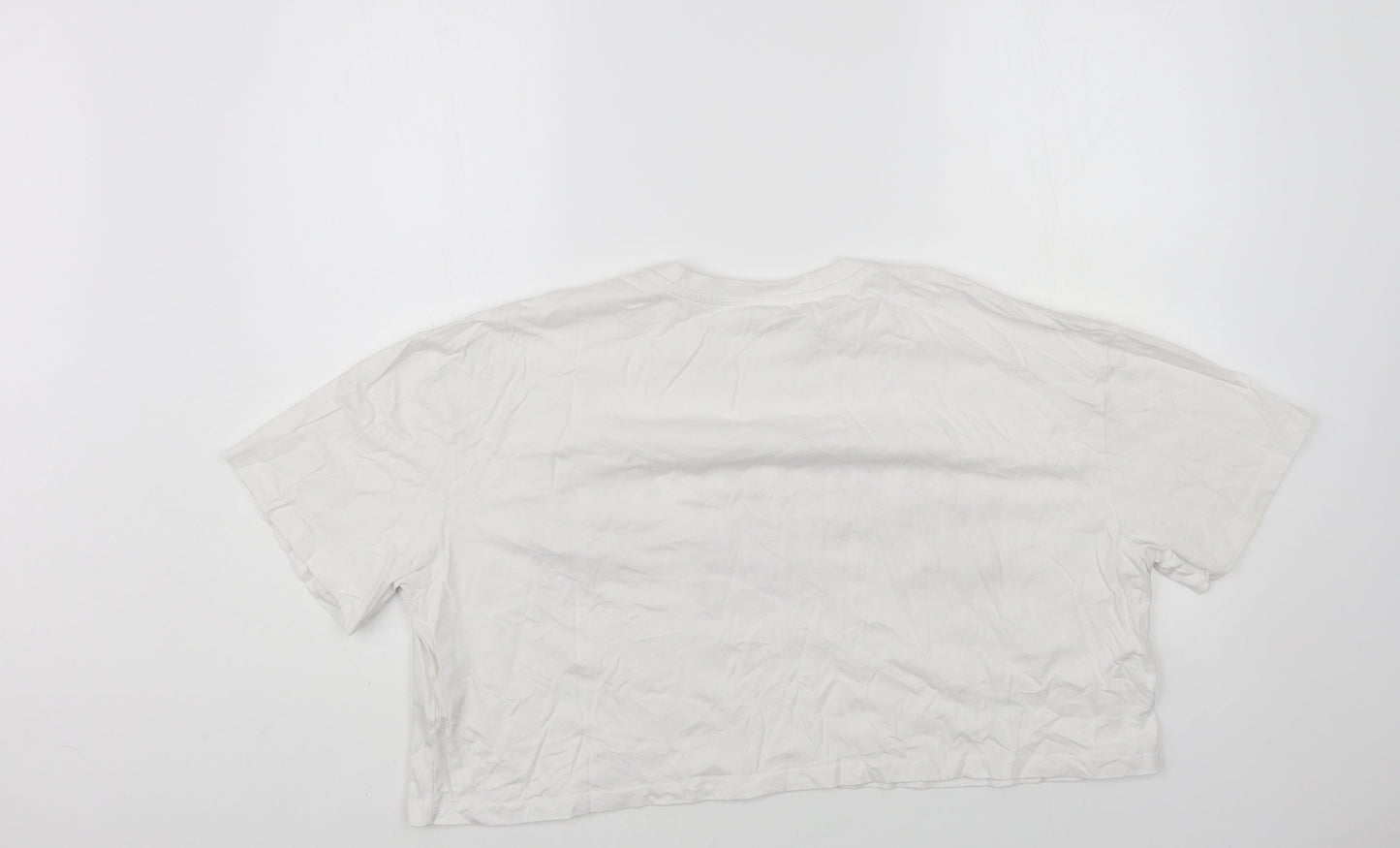 PEP&CO Womens White Cotton Cropped T-Shirt Size L Crew Neck - Manhattan