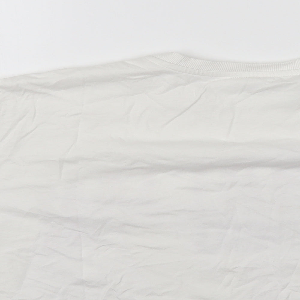 PEP&CO Womens White Cotton Cropped T-Shirt Size L Crew Neck - Manhattan