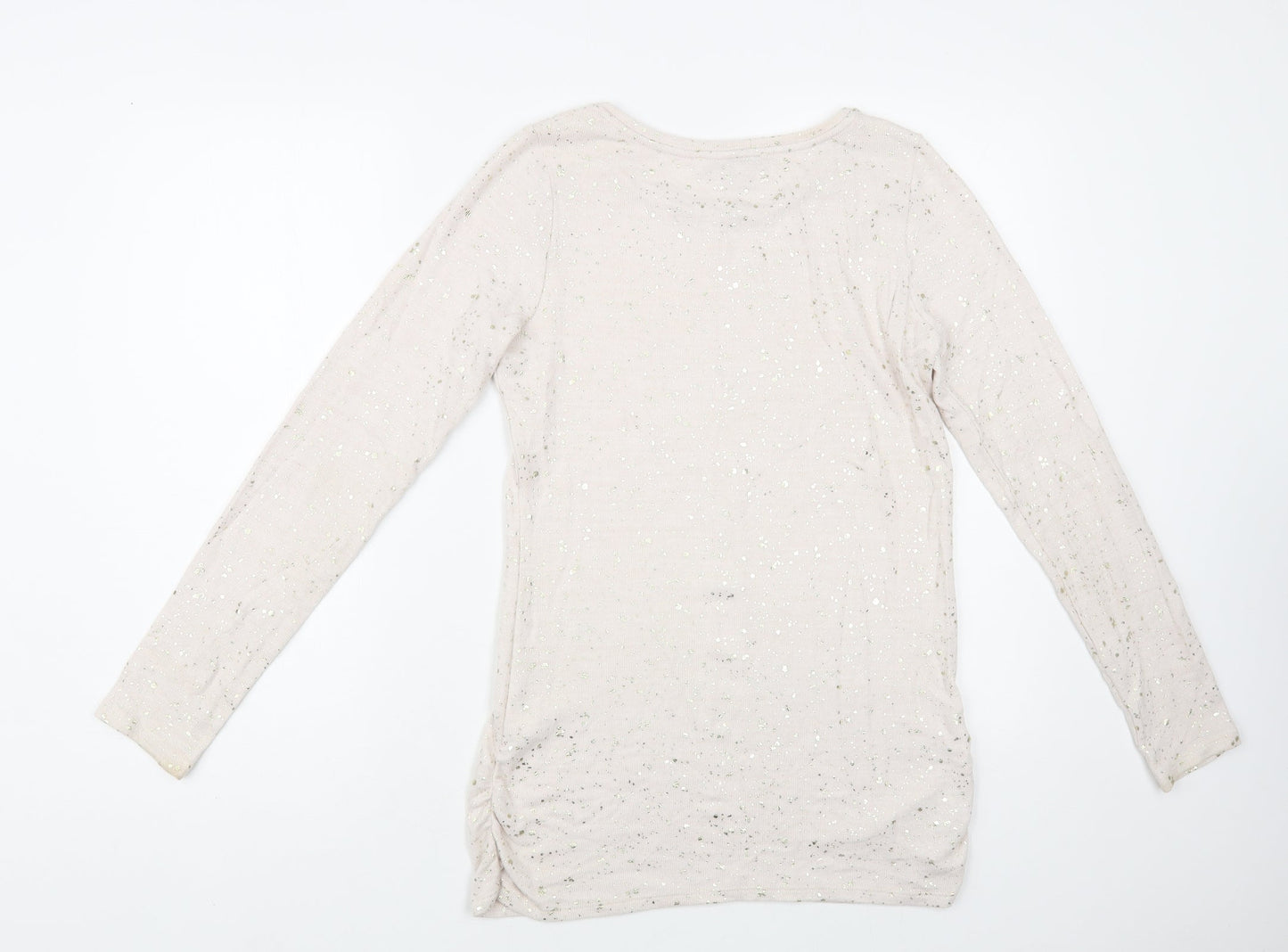 NEXT Womens Beige Boat Neck Geometric Viscose Pullover Jumper Size 8 - Golden Specs