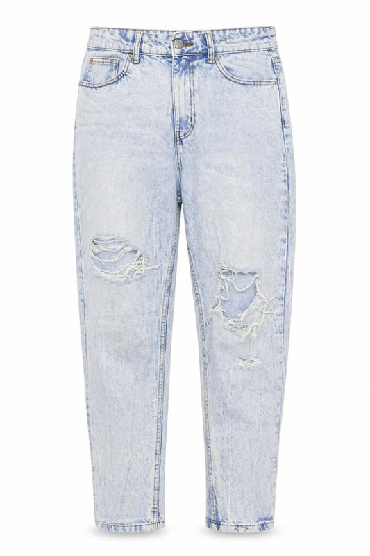 Denim Co. Womens Blue Cotton Tapered Jeans Size 10 L29 in Regular Button
