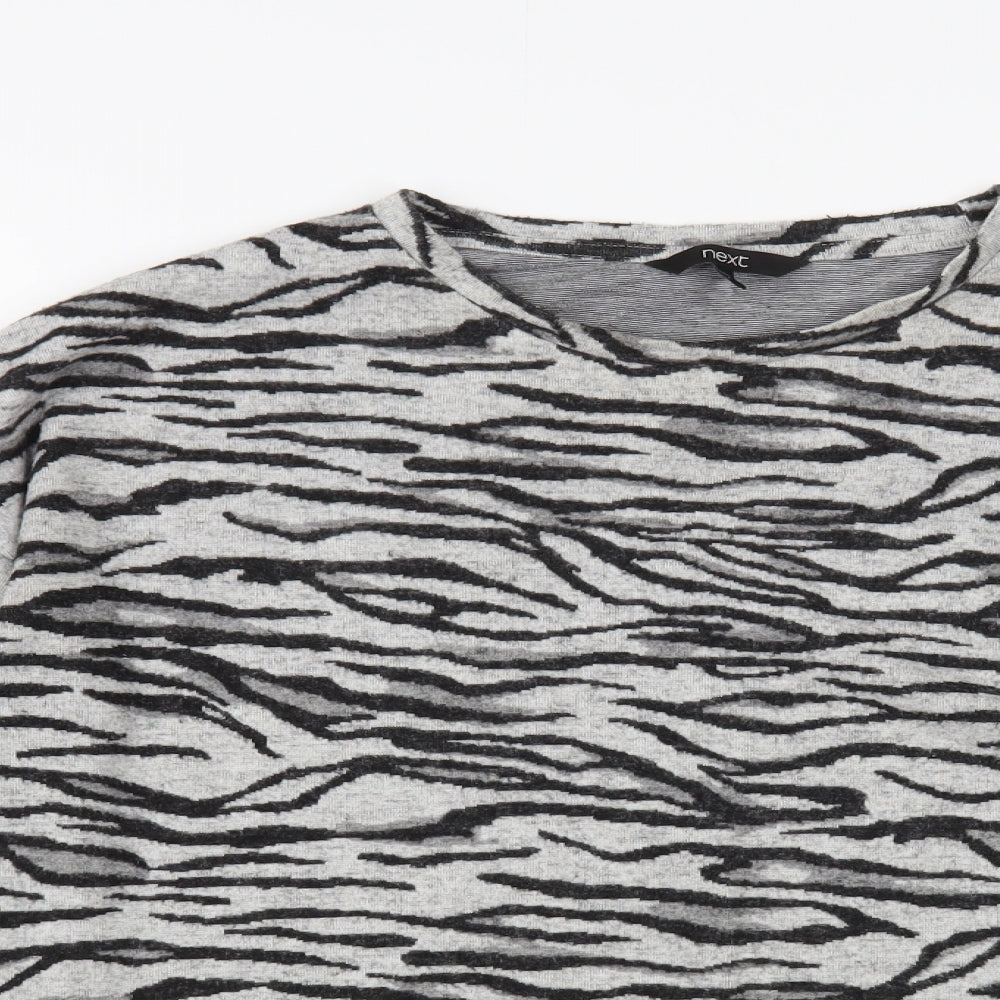 NEXT Womens Grey Crew Neck Animal Print Polyester Pullover Jumper Size 8