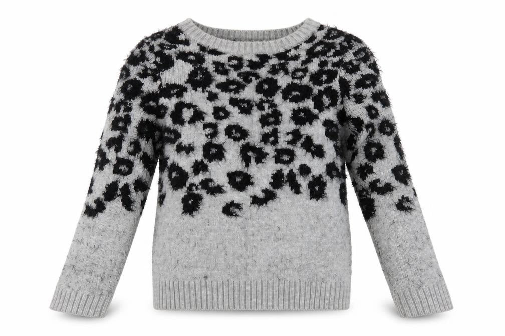 Marks & Spencer Womens Grey Boat Neck Animal Print Polyamide Pullover Jumper Size 8
