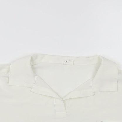 SHEIN Girls White Polyester Cropped Blouse Size 11-12 Years Collared Pullover