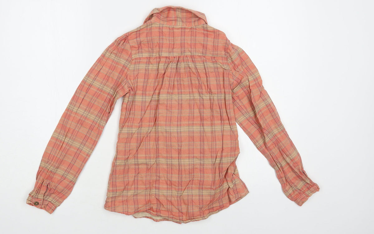 Dunnes Stores Girls Pink Plaid Cotton Basic Button-Up Size 9 Years Collared Button