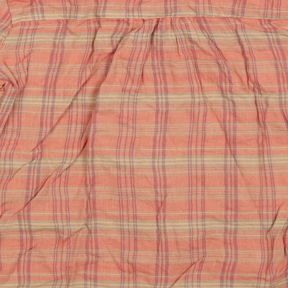 Dunnes Stores Girls Pink Plaid Cotton Basic Button-Up Size 9 Years Collared Button