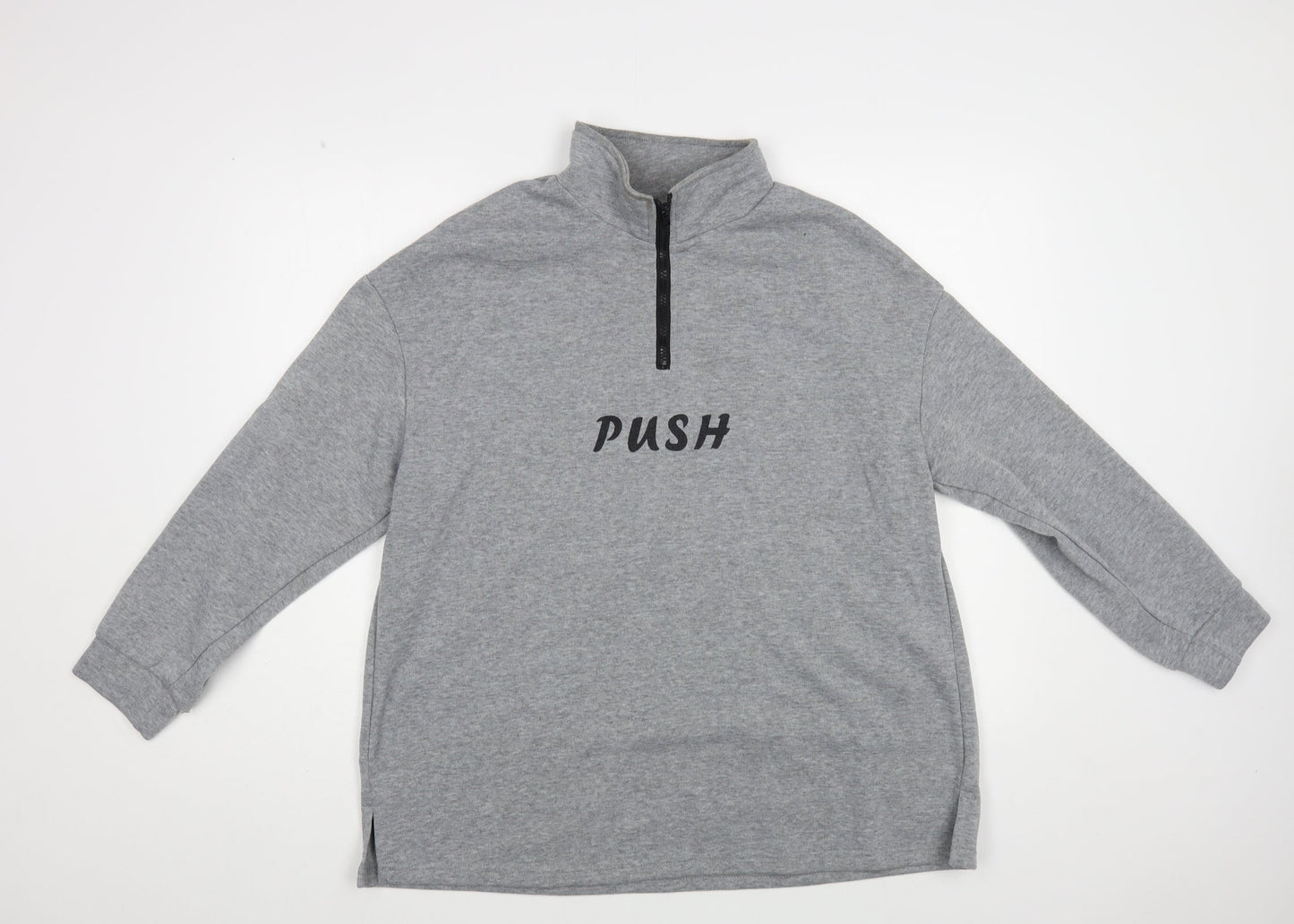 SheIn Womens Grey Cotton Pullover Sweatshirt Size M Zip - Push