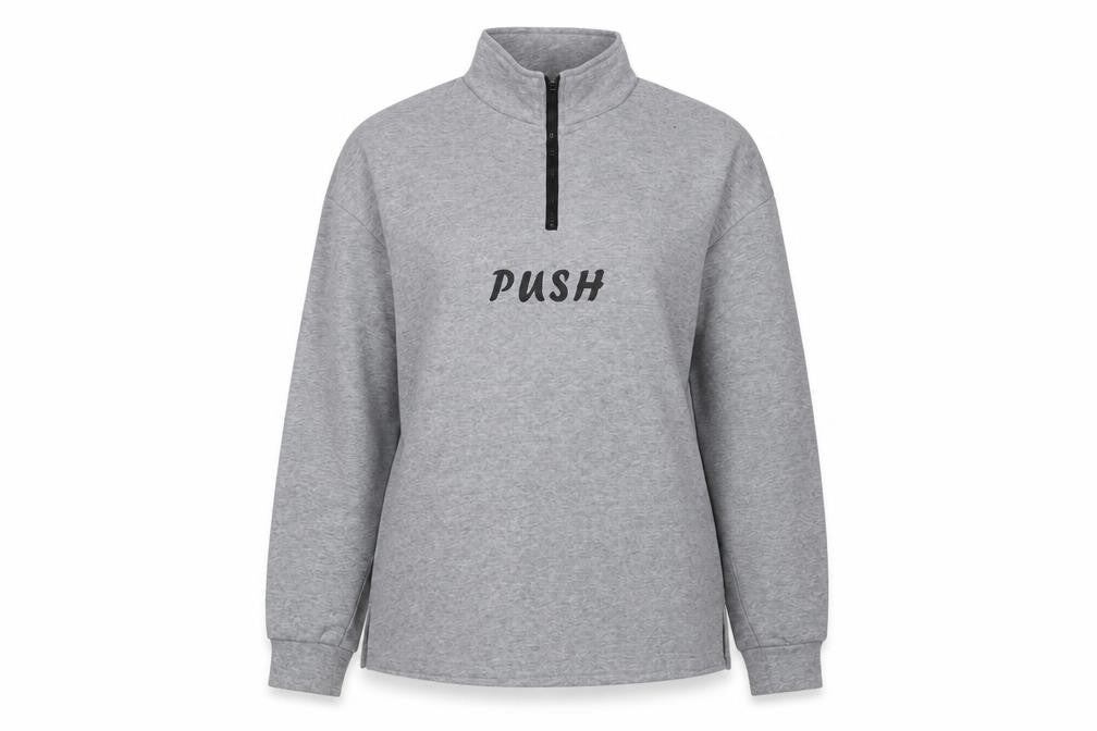 SheIn Womens Grey Cotton Pullover Sweatshirt Size M Zip - Push