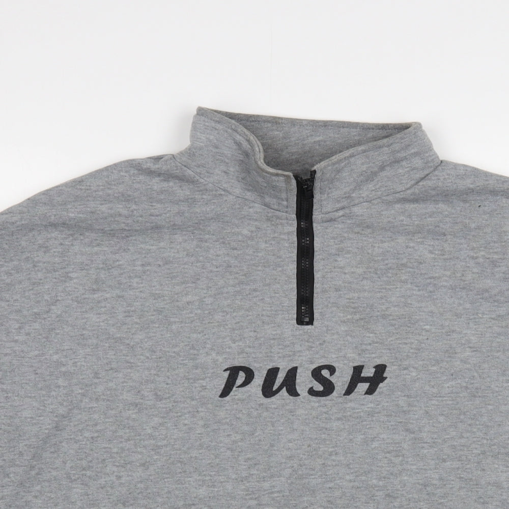 SheIn Womens Grey Cotton Pullover Sweatshirt Size M Zip - Push