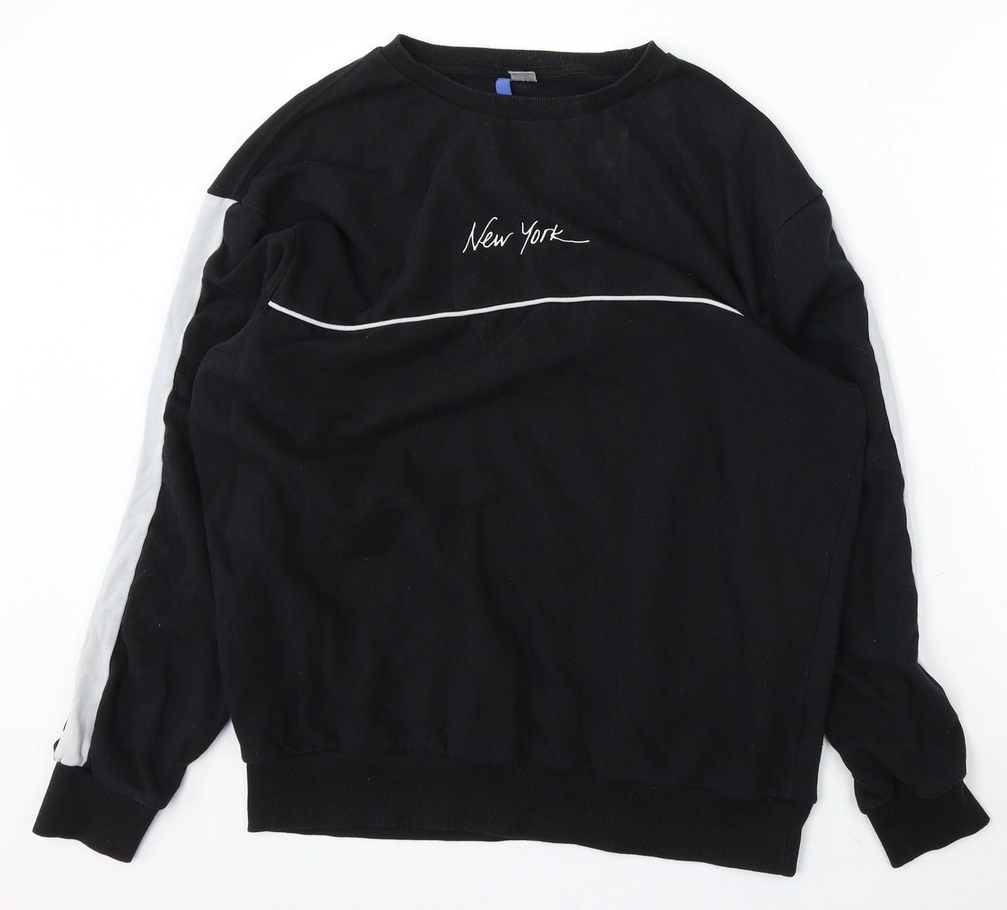 Divided Mens Black Cotton Pullover Sweatshirt Size L - New york