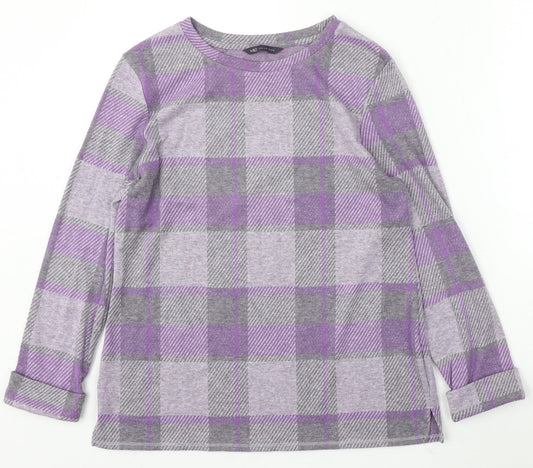 Marks and Spencer Womens Multicoloured Round Neck Plaid Polyester Pullover Jumper Size 10
