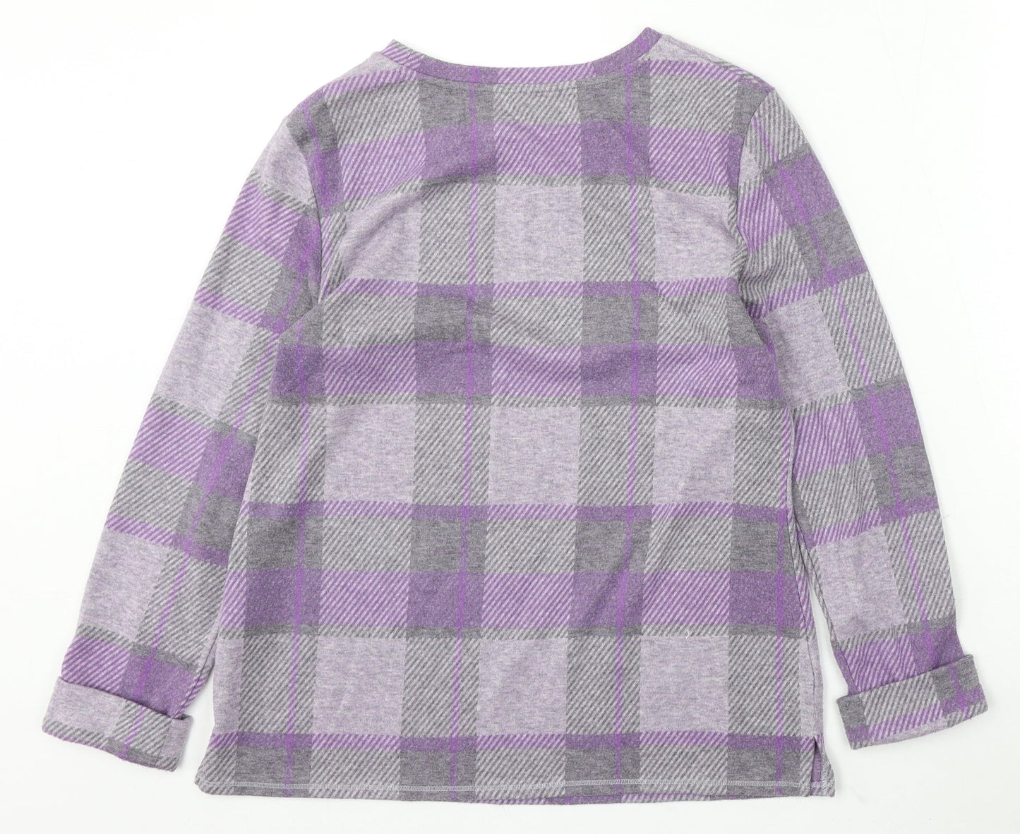 Marks and Spencer Womens Multicoloured Round Neck Plaid Polyester Pullover Jumper Size 10
