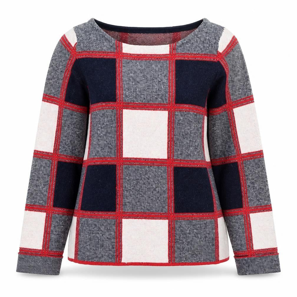 Kenar Womens Multicoloured Round Neck Check Polyester Pullover Jumper Size M