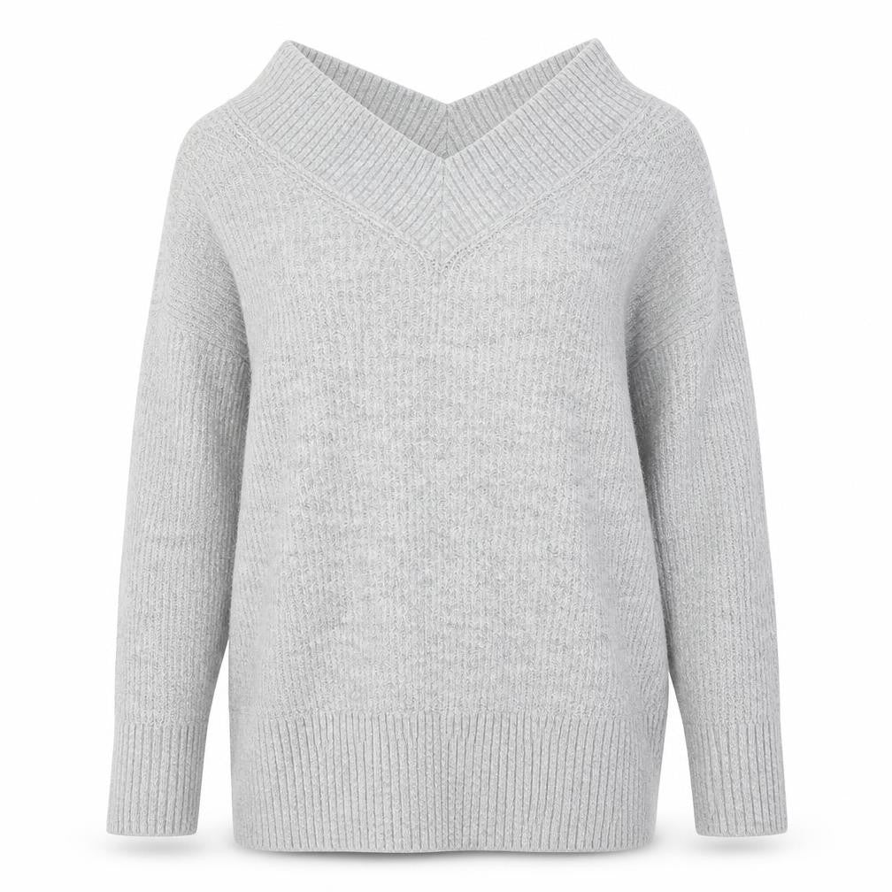 H&M Womens Grey V-Neck Acrylic Pullover Jumper Size XS