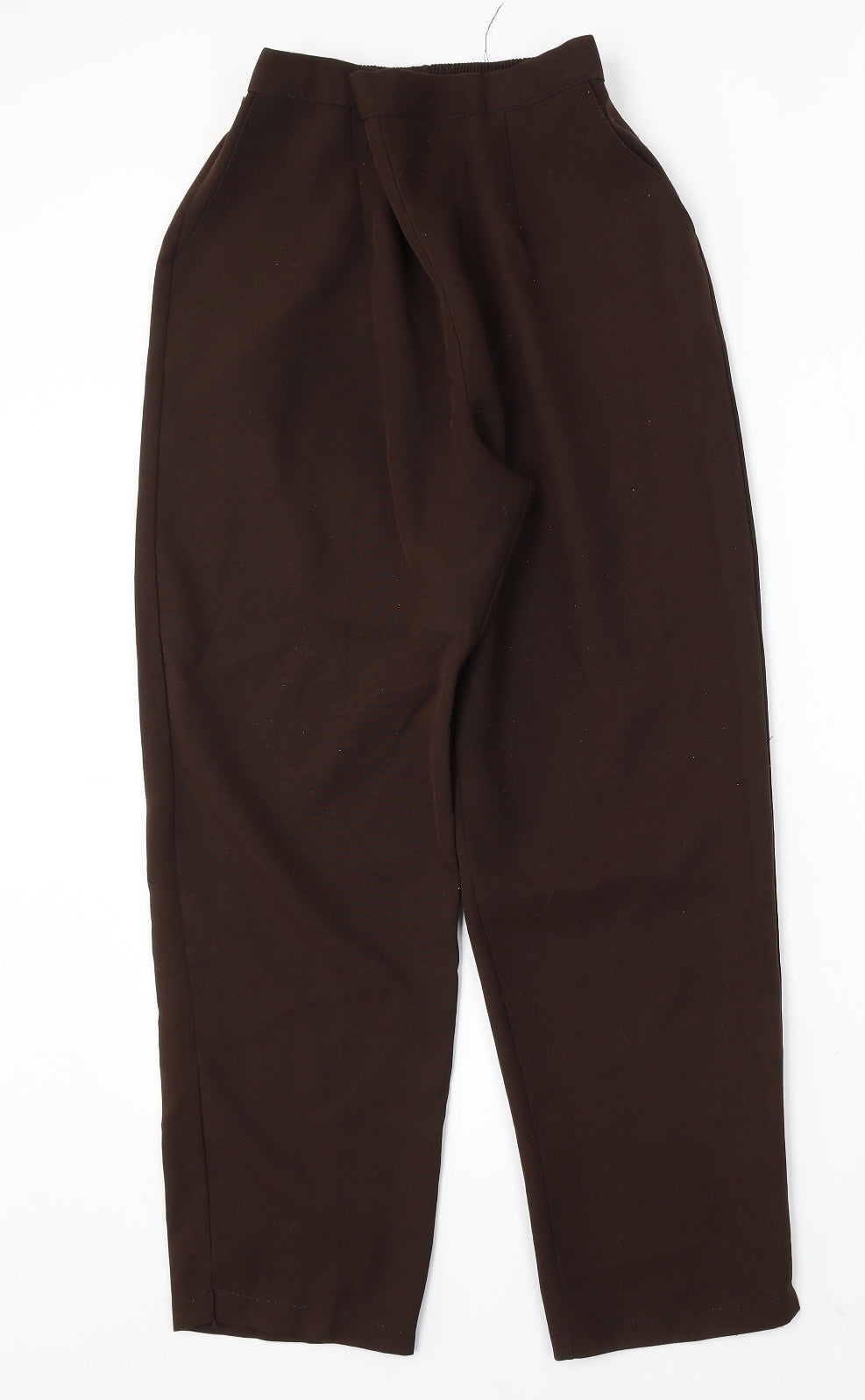 Preworn Womens Brown Polyester Trousers Size 14 L28 in Regular