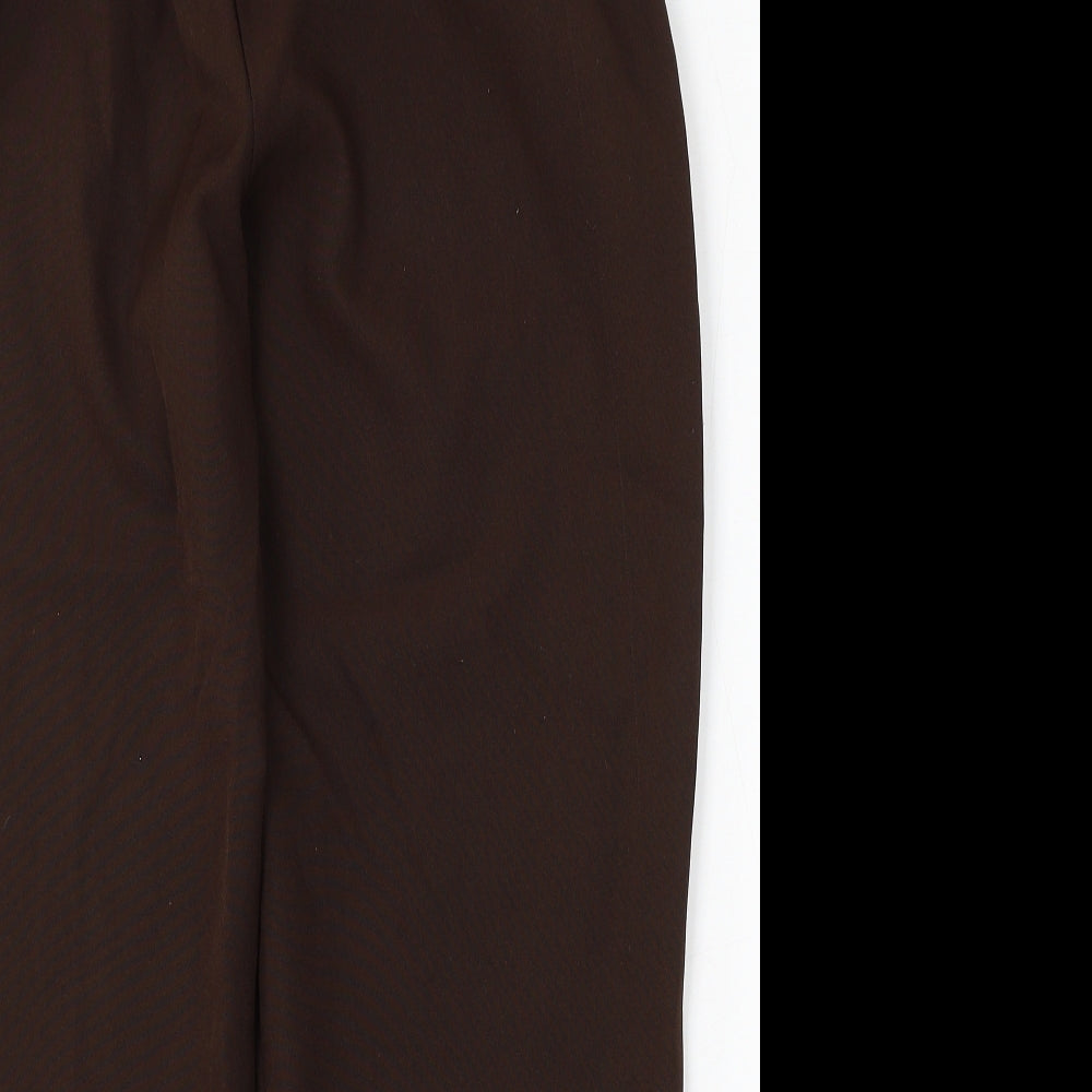 Preworn Womens Brown Polyester Trousers Size 14 L28 in Regular