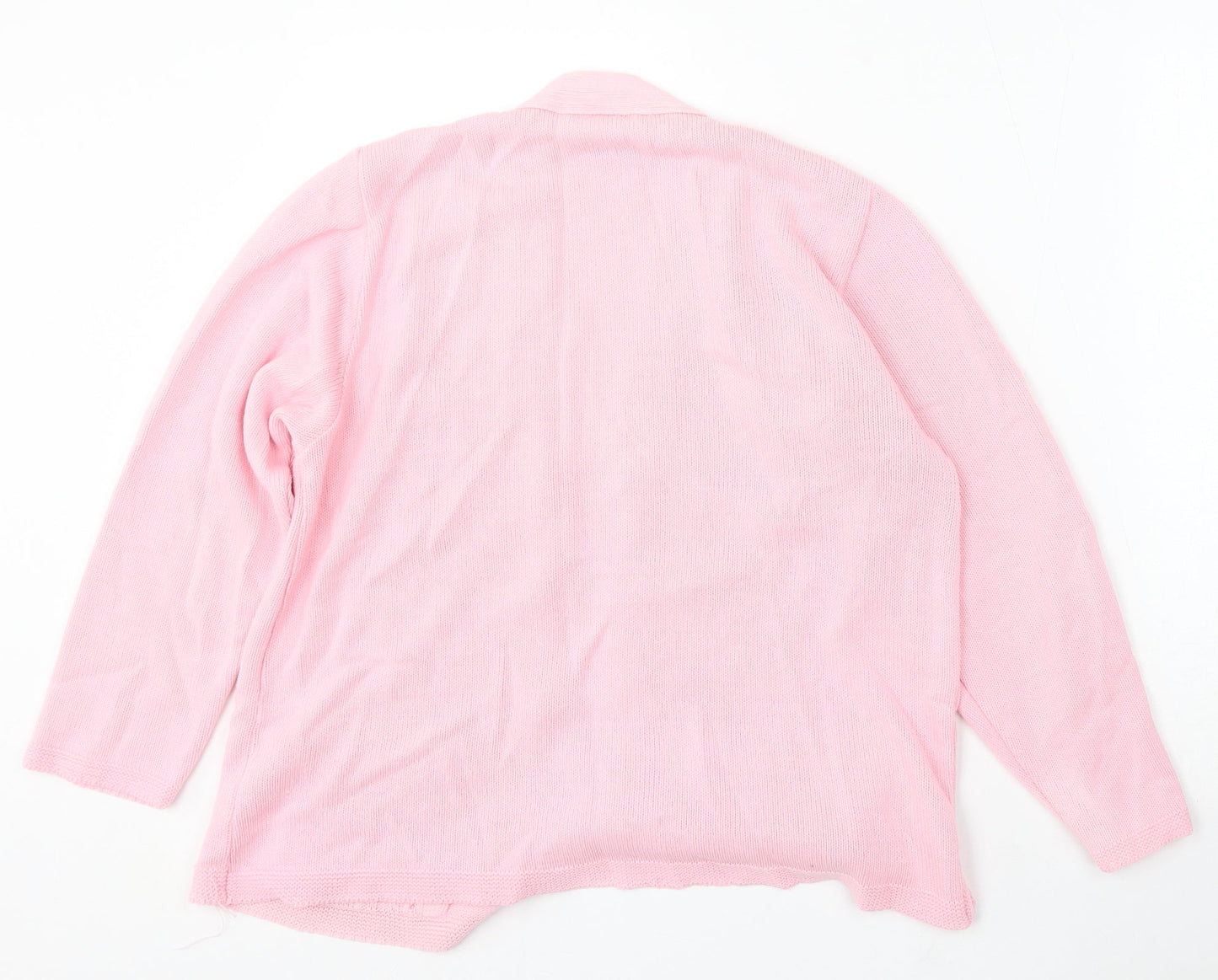 Florida Womens Pink V-Neck Acrylic Cardigan Jumper Size S