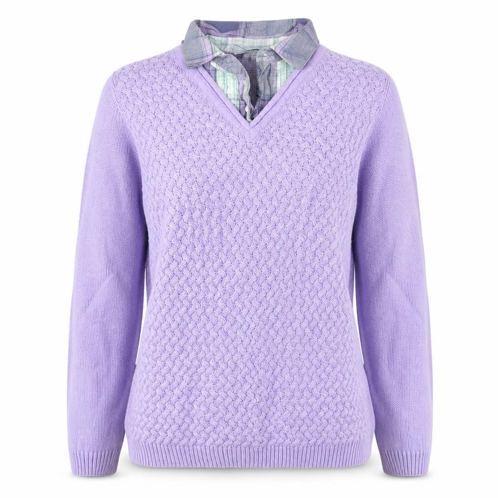 Isle Essentials Womens Purple Collared Cotton Pullover Jumper Size 10