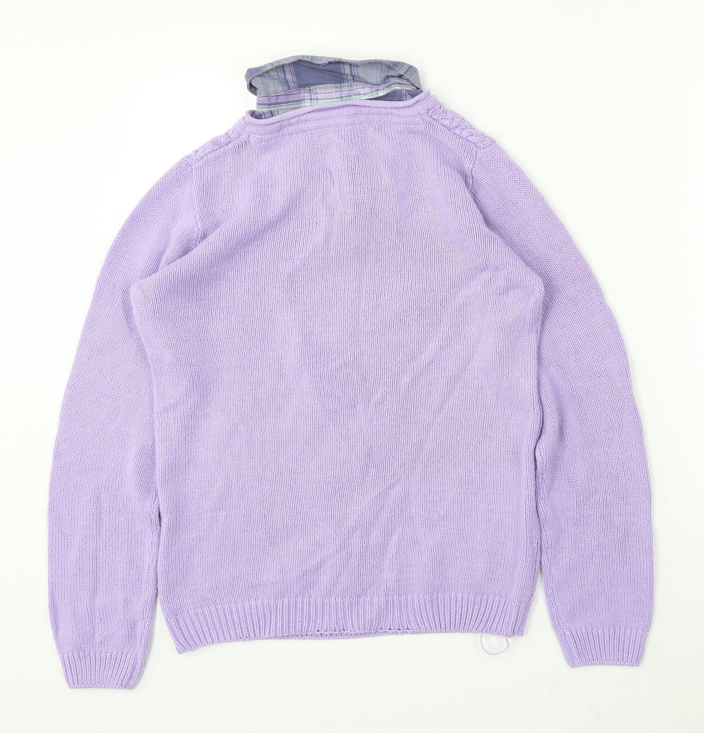 Isle Essentials Womens Purple Collared Cotton Pullover Jumper Size 10