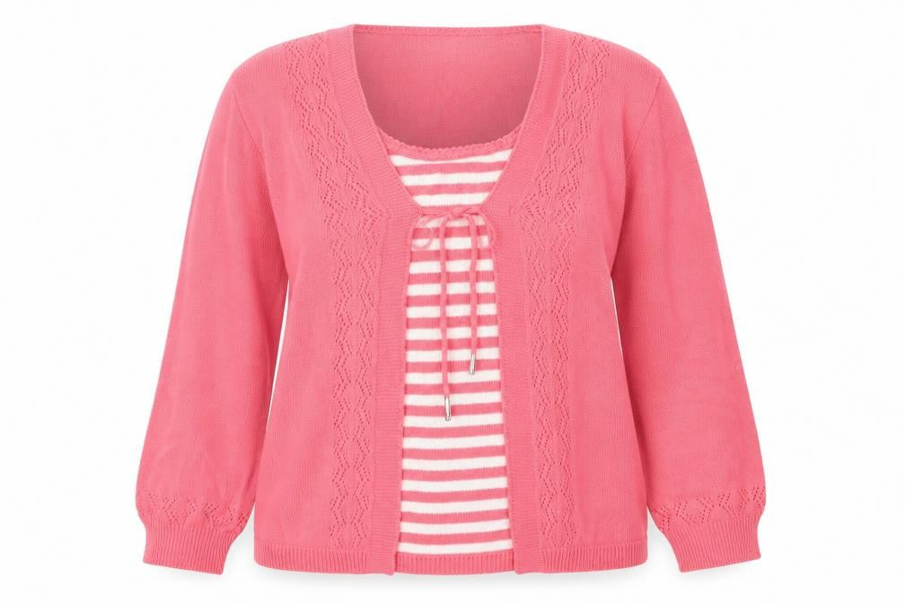 Florida Collection Womens Pink Round Neck Acrylic Cardigan Jumper Size M