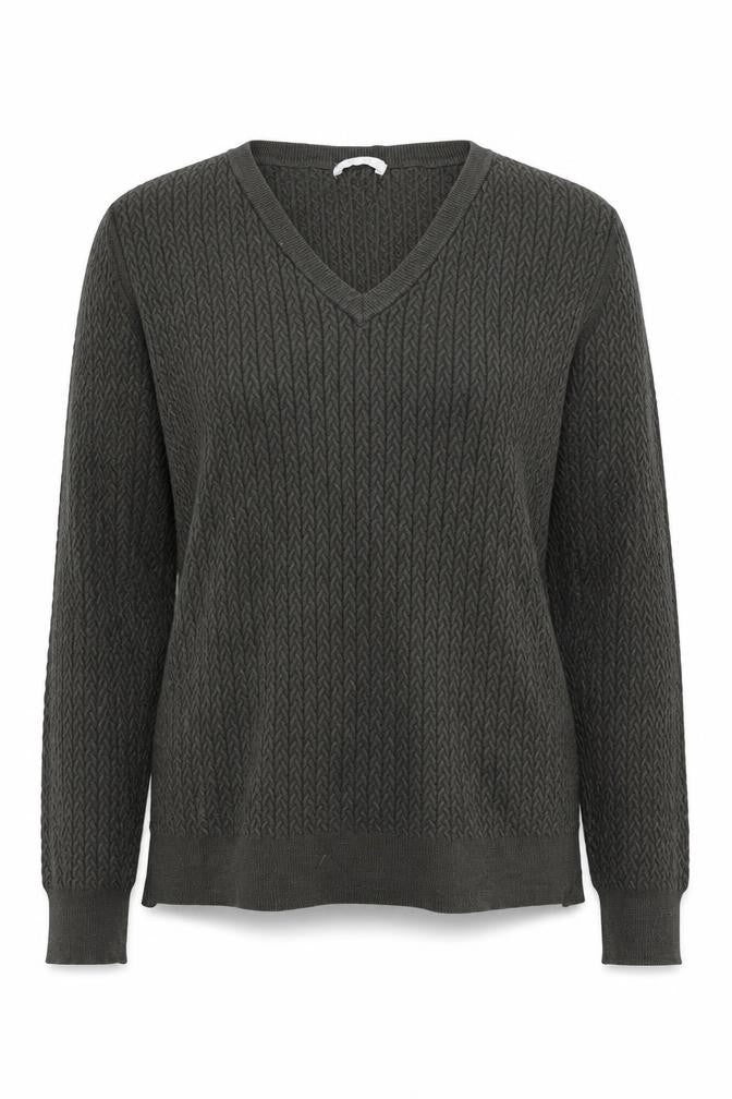 Claire Womens Green V-Neck Viscose Pullover Jumper Size S