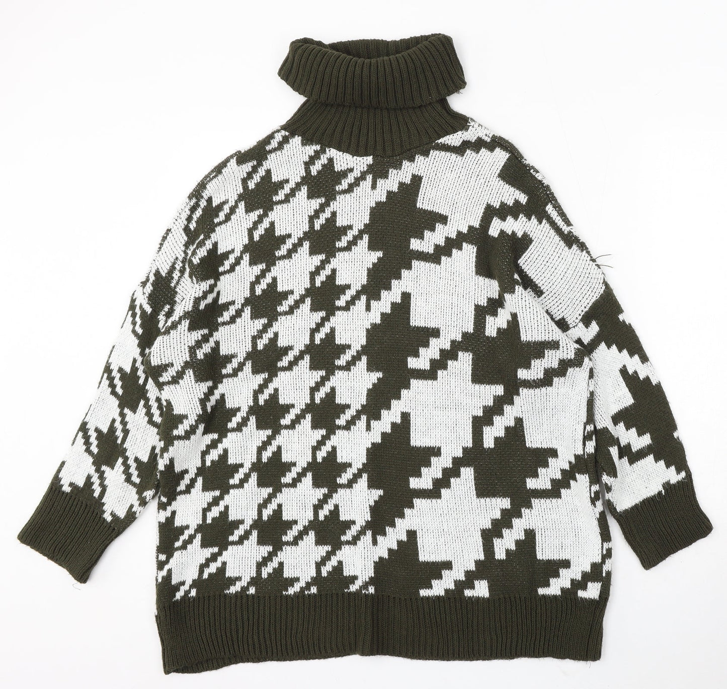 Preworn Womens Multicoloured Roll Neck Geometric Acrylic Pullover Jumper Size M