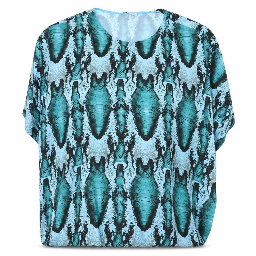 Sevenstyle Womens Blue Round Neck Geometric Polyester Pullover Jumper One Size
