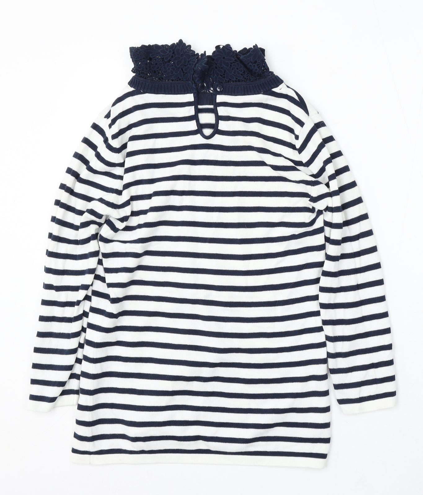 CC Womens Multicoloured Round Neck Striped Cotton Pullover Jumper Size S