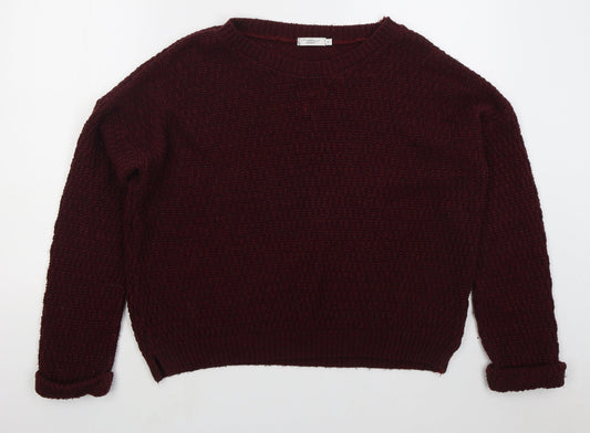 NEXT Womens Red Round Neck Acrylic Pullover Jumper Size 12
