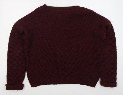 Next Womens Red Round Neck Acrylic Pullover Jumper Size 12
