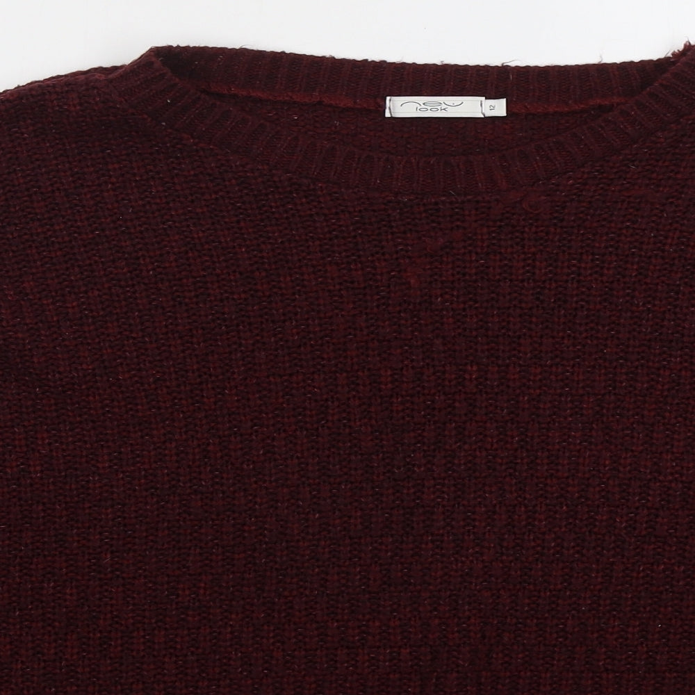 NEXT Womens Red Round Neck Acrylic Pullover Jumper Size 12