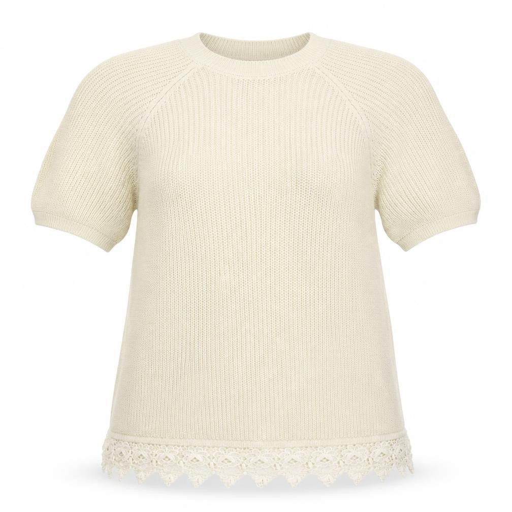 F&F Womens Beige Crew Neck Cotton Pullover Jumper Size 14